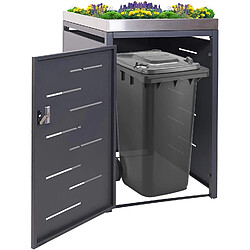 Decoshop26 Abri de poubelles extérieur conteneurs à ordures jusqu'à 2 bacs avec bac à pantes en acier inoxydable métal combinaison 125x75x102 cm 04_0005592