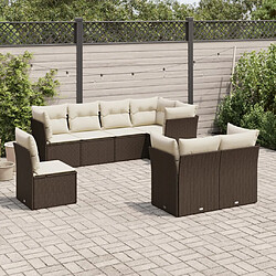 vidaXL Salon de jardin 8 pcs avec coussins marron résine tressée 