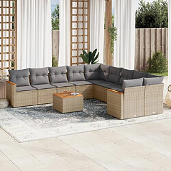 Maison Chic Ensemble Tables et chaises à dîner d'extérieur 11 pcs avec coussins,Salon de jardin mélange beige résine tressée -GKD734866