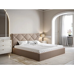 Lit coffre 180 x 200 cm - Velours - Beige + Matelas - STARI de Pascal Morabito 