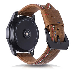 Wewoo Bracelet pour montre connectée en cuir pleine fleur avec motif Trois lignes Samsung Gear S3 22mm Marron pas cher