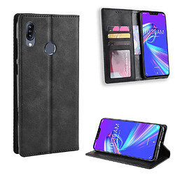 Etui en PU style vintage avec support noir pour votre Asus Zenfone Max (M2) ZB633KL 