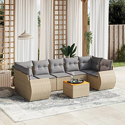 vidaXL Salon de jardin avec coussins 8 pcs beige résine tressée 