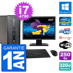 PC Tour HP 800 G1 Ecran 22" Intel i7-4790 RAM 32Go Disque 250Go Windows 10 Wifi · Occasion 