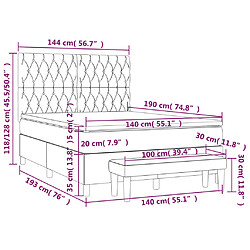 vidaXL Sommier à lattes de lit avec matelas Gris clair 140x190cm Tissu pas cher