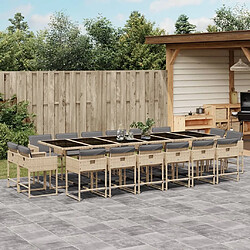 Maison Chic Ensemble à manger d'extérieur 17 pcs avec coussins,Salon de jardin,Mobilier de jardin mélange beige -GKD646114