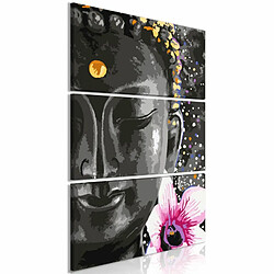 Paris Prix Tableau Imprimé 3 Panneaux Buddha & Flower 60 x 90 cm