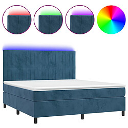 vidaXL Sommier à lattes de lit matelas et LED Bleu foncé 180x200 cm