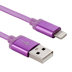 Avis Wewoo Câble Violet pour iPhone X / 8 & 8 Plus / 7 & 7 Plus / 6 & 6s & 6 Plus & 6s Plus / 5 & 5S & SE & 5C / iPad 25cm Net Style tête en métal Lightning à USB données / de chargeur,