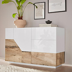 Ahd Amazing Home Design Buffet 140x43cm buffet salon cuisine 2 portes 3 tiroirs Mira Wood