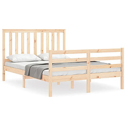 Maison Chic Cadre/structure de lit avec tête de lit pour adulte - Lit Moderne Chambre 140x200 cm bois massif -MN49480