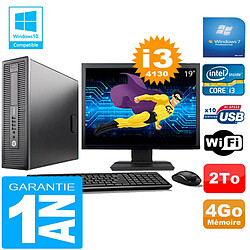 PC HP EliteDesk 800 G1 SFF Core I3-4130 4Go Disque 2 To Wifi W7 Ecran 19" · Occasion 