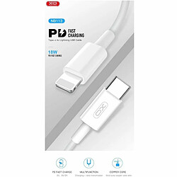 XO NB113 TPE durable universel USB-C (Type-C) vers Lightning PD Data & Câble chargeur rapide 2,4A 1m blanc