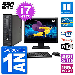 PC HP EliteDesk 800 G1 Ecran 19" Core i7-4770 RAM 16Go SSD 480Go Windows 10 Wifi · Occasion 