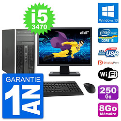 PC Tour HP Pro 6300 CMT Ecran 22" i5-3470 RAM 8Go Disque 250Go Windows 10 Wifi - Occasion