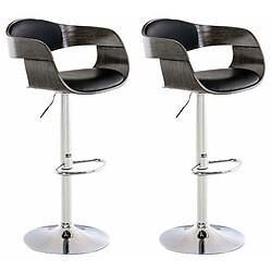 Decoshop26 Lot de 2 tabourets de bar design scandinave en PVC noir et structure en bois gris 10_0004245 