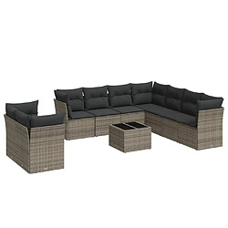 Maison Chic Salon de jardin avec coussins 10 pcs | Ensemble de Table et chaises | Mobilier d'Extérieur gris résine tressée -GKD13323