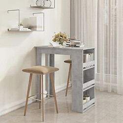 vidaXL Table de bar à étagère de rangement Gris béton 102x50x103,5 cm