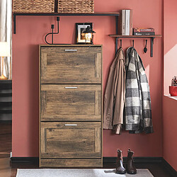 SoBuy FSR137-L-F Meuble à Chaussures Armoire à Chaussures Commode à Chaussures Meuble d'entrée avec 3 Abattants pour Entrée Couloir 