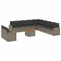 Maison Chic Salon de jardin avec coussins 12 pcs, Ensemble Tables et chaises de jardin, gris résine tressée -GKD795197