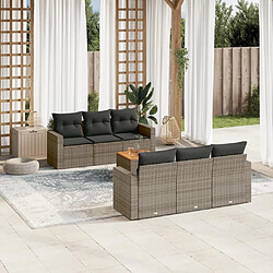 vidaXL Salon de jardin avec coussins 7 pcs gris résine tressée 