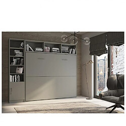 Avis Inside 75 Composition armoire lit horizontale STRADA-V2 gris graphite mat Couchage 160*200 avec surmeuble et 1 colonne bibliothèque