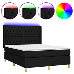 vidaXL Sommier à lattes de lit matelas et LED Noir 140x190 cm Tissu