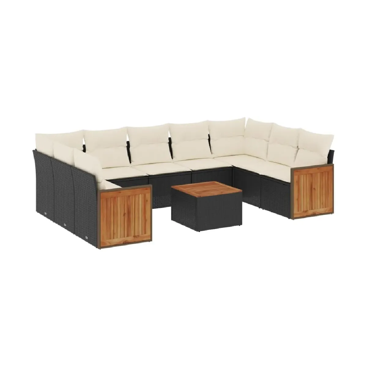 Maison Chic Salon de jardin 10 pcs avec coussins, Ensemble Tables et chaises d'extérieur noir résine tressée -GKD178159