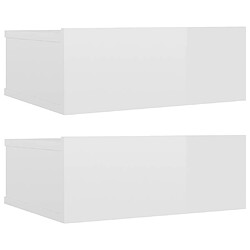 vidaXL Tables de chevet flottantes 2pcs Blanc brillant Bois ingénierie