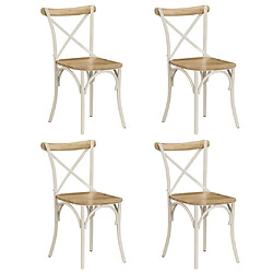 vidaXL Chaises à dossier croisé lot de 4 blanc bois de manguier massif 