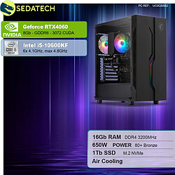 Sedatech PC Gamer • Intel i5-10600KF • RTX4060 • 16Go RAM • 1To SSD M.2 • sans OS