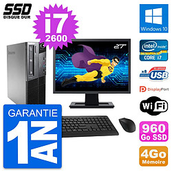 PC Lenovo M81 SFF Ecran 27" Intel Core i7-2600 RAM 4Go SSD 960Go Windows 10 Wifi · Occasion 