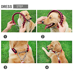 Universal Longueur 1.2m corde à double chaîne grand chien traction métal P boutonnage couleur nationale pet traction corde housse - grand chien ensemble (rouge)