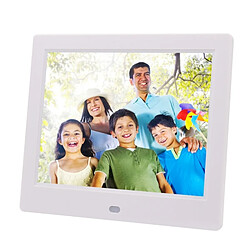 Wewoo Cadre photo numérique blanc AC 100-240 V 8 pouces TFT avec support et télécommande, USB / carte SD d'entrée