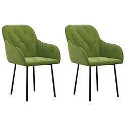 vidaXL Chaises à manger lot de 2 Vert clair Velours