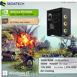 Sedatech PC Gamer • AMD Ryzen 5 5600X • RTX3060 • 32Go RAM • 1To SSD M.2 • 3To HDD • Windows 11