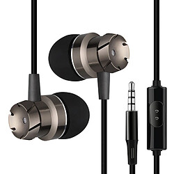 GUPBOO Écouteurs filaires en métal de 3,5 mm Écouteurs intra-auriculaires anti-dérapants Écouteurs stéréo Super Bass Casque de musique pour Samsung 