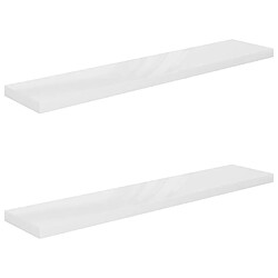 vidaXL Étagère murale flottante 2pcs Blanc brillant 120x23,5x3,8cm MDF