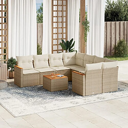 Maison Chic Salon de jardin avec coussins 9 pcs, Ensemble Tables et chaises de jardin, beige résine tressée -GKD872965