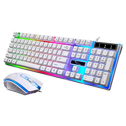 Avis Wewoo Clavier QWERTY blanc pour Ordinateur Portable, PC ZGB G21 1600 DPI Professionnel Filaire Rétro-Éclairage Coloré Mécanique de Suspension Feel + Souris Optique Kit