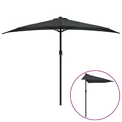 vidaXL Parasol de balcon et mât en aluminium Anthracite 300x155cm Demi