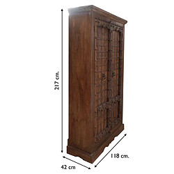 Pegane Armoire, placard en bois coloris marron - Longueur 118 x Profondeur 42 x Hauteur 217 cm