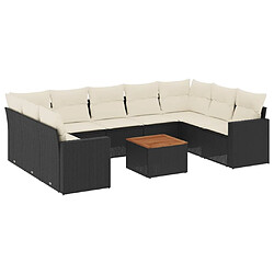 Maison Chic Salon de jardin 10 pcs avec coussins, Ensemble Tables et chaises d'extérieur noir résine tressée -GKD494752