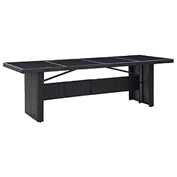 vidaXL Table de jardin Noir 240x90x74 cm Résine tressée et verre