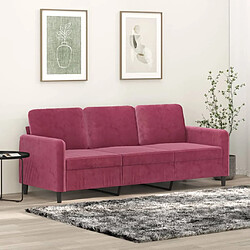 vidaXL Canapé à 3 places Rouge bordeaux 180 cm Velours 