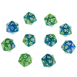 10 Pcs 20 Faces Dés D20 Polyédrique Dés Pour Donjons Et Dragons Jeux De Table Vert Violet dés 20 faces