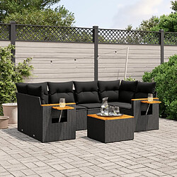 Maison Chic Ensemble Tables et chaises d'extérieur 7pcs avec coussins,Salon de jardin noir résine tressée -GKD986601