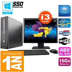 PC HP EliteDesk 800 G1 SFF Core I3-4130 16Go Disque 480 Go SSD Wifi W7 Ecran 22" · Occasion 