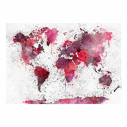 Paris Prix Papier Peint World Map : Red Watercolors 105 x 150 cm