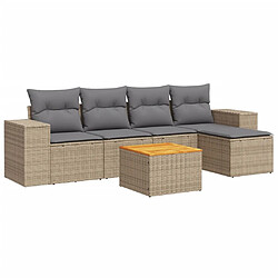 vidaXL Salon de jardin avec coussins 6 pcs beige résine tressée